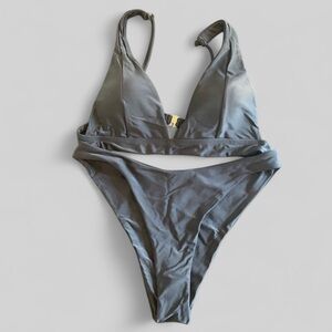 New Boutique Black bikini minimalist emo goth high waist size medium witchy